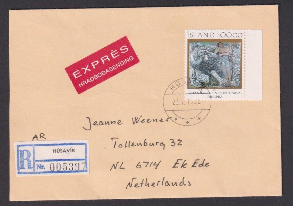 Correctly franked registered express covers to the Netherlands