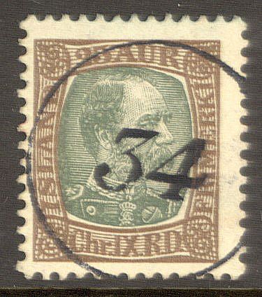 34 (Höskuldsstaðir) on 25 aur Christian IX Iceland 34 Stamp