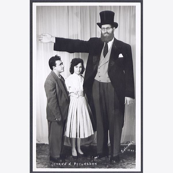 Jóhann Pétursson World's Tallest Man Iceland Postcard Unused